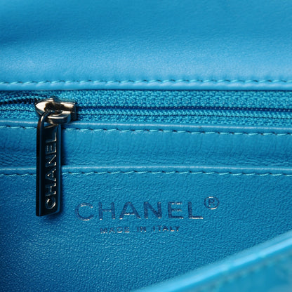 Chanel Patent Quilted Mini Square Flap Turquoise 6 of 8