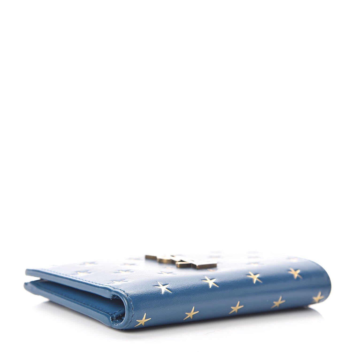 Saint Laurent Calfskin Star Print Monogram Fragments Wallet Deep Sea 4 of 8