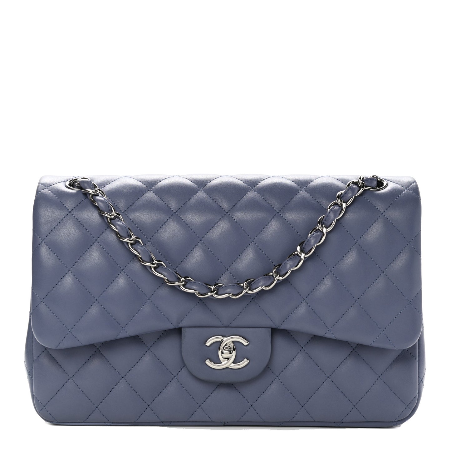 Lambskin Quilted Jumbo Double Flap Light Purple