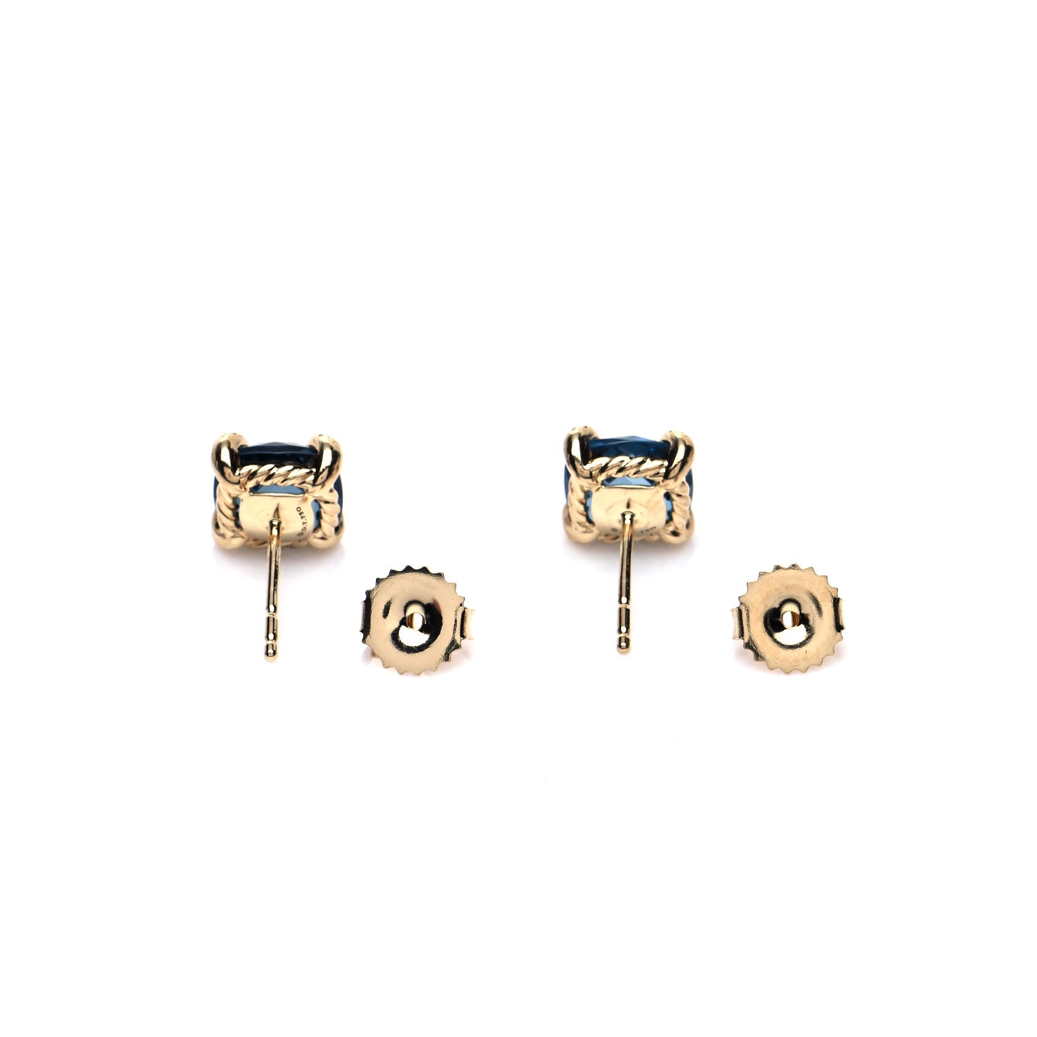 David Yurman 18K Yellow Gold Hampton Blue Topaz Diamond Chatelaine Earrings 4 of 5