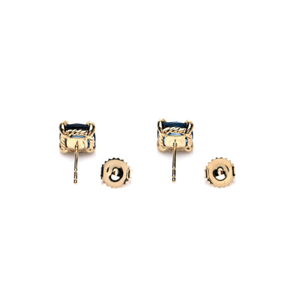 David Yurman 18K Yellow Gold Hampton Blue Topaz Diamond Chatelaine Earrings 4 of 5