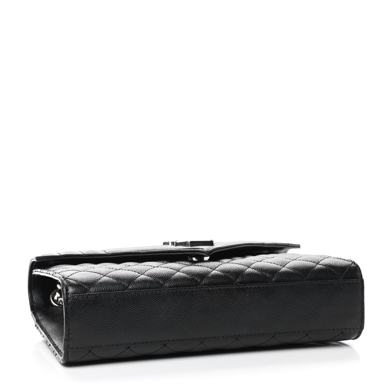 Saint Laurent Grain De Poudre Textured Mixed Matelasse Triquilt Medium Monogram Satchel Black 4 of 9