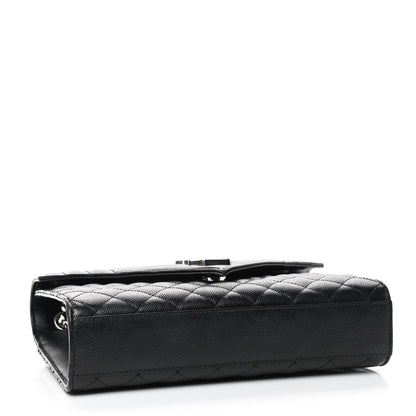 Saint Laurent Grain De Poudre Textured Mixed Matelasse Triquilt Medium Monogram Satchel Black 4 of 9