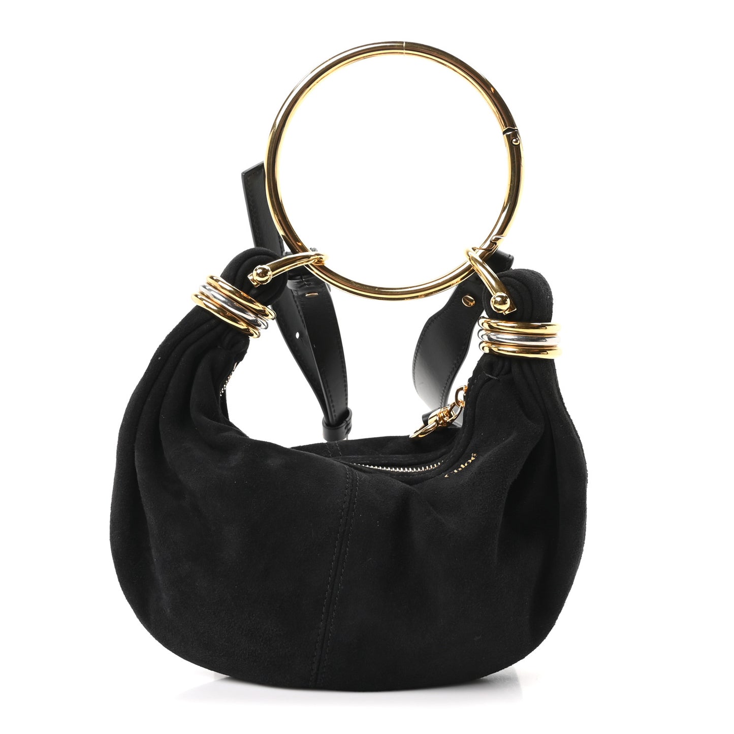 Suede Mini Bracelet Hobo Bag Black
