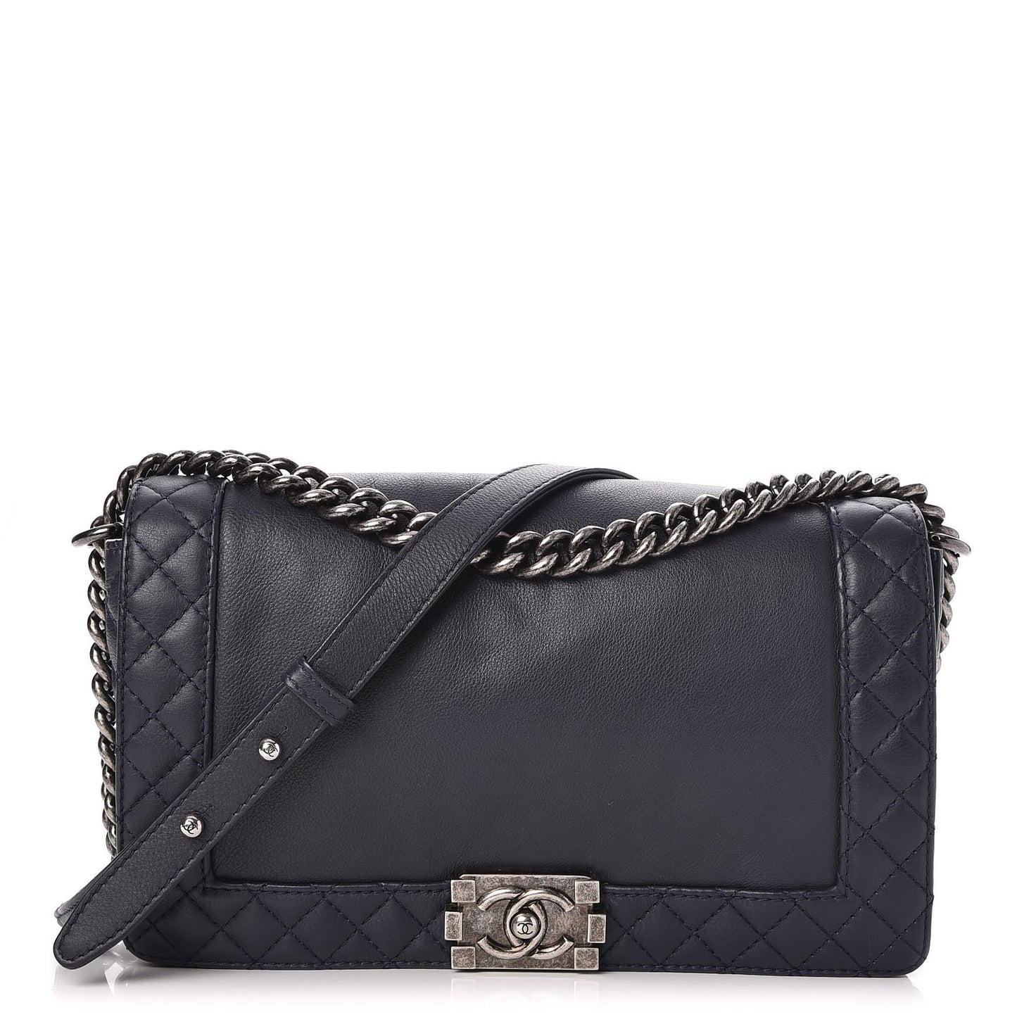 Calfskin New Medium Boy Reverso Flap Navy