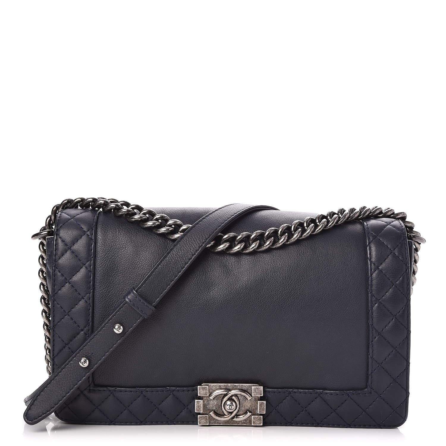Chanel Calfskin New Medium Boy Reverso Flap Navy 1 of 7