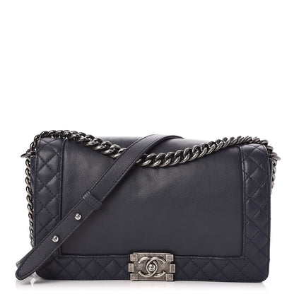 Chanel Calfskin New Medium Boy Reverso Flap Navy 1 of 7