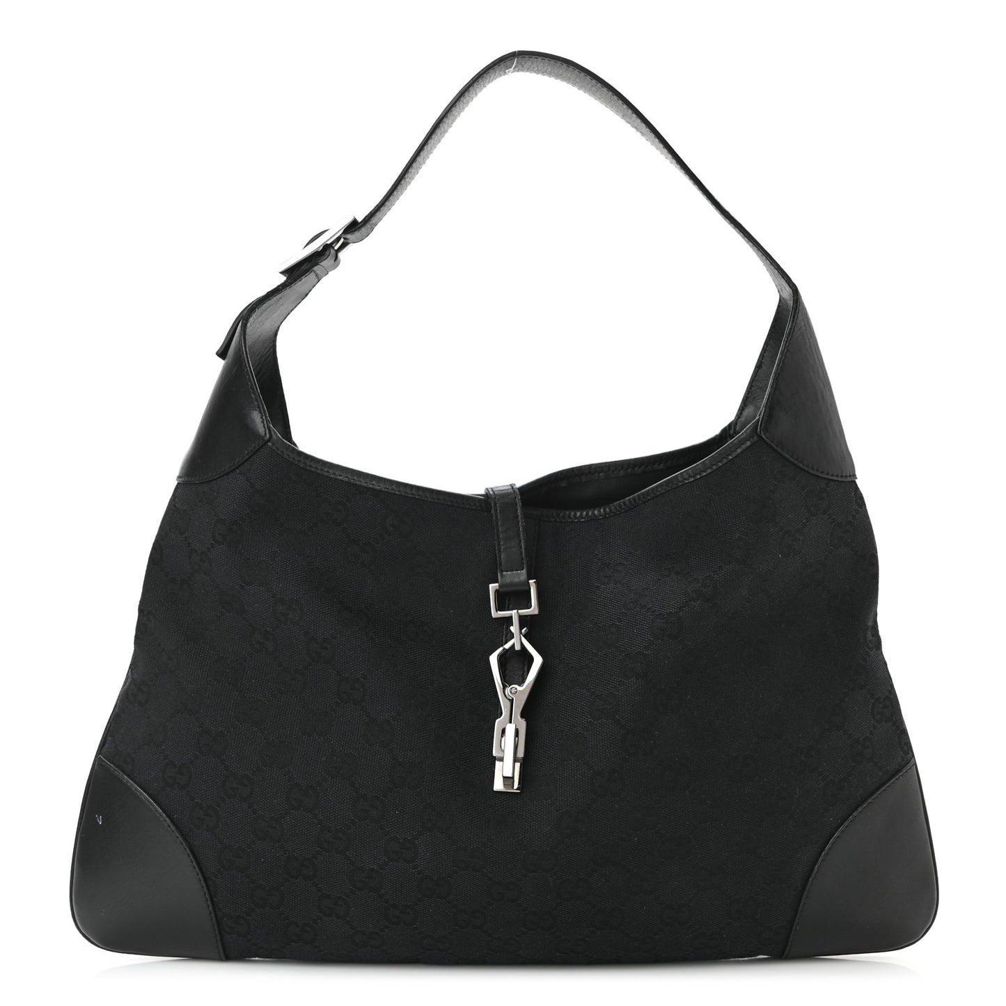 Monogram Lobster Clasp Jackie O Hobo Black