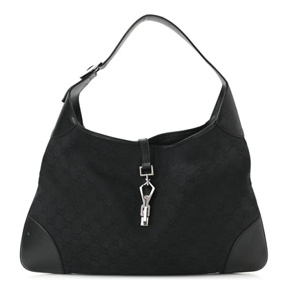 Gucci Monogram Lobster Clasp Jackie O Hobo Black 1 of 12