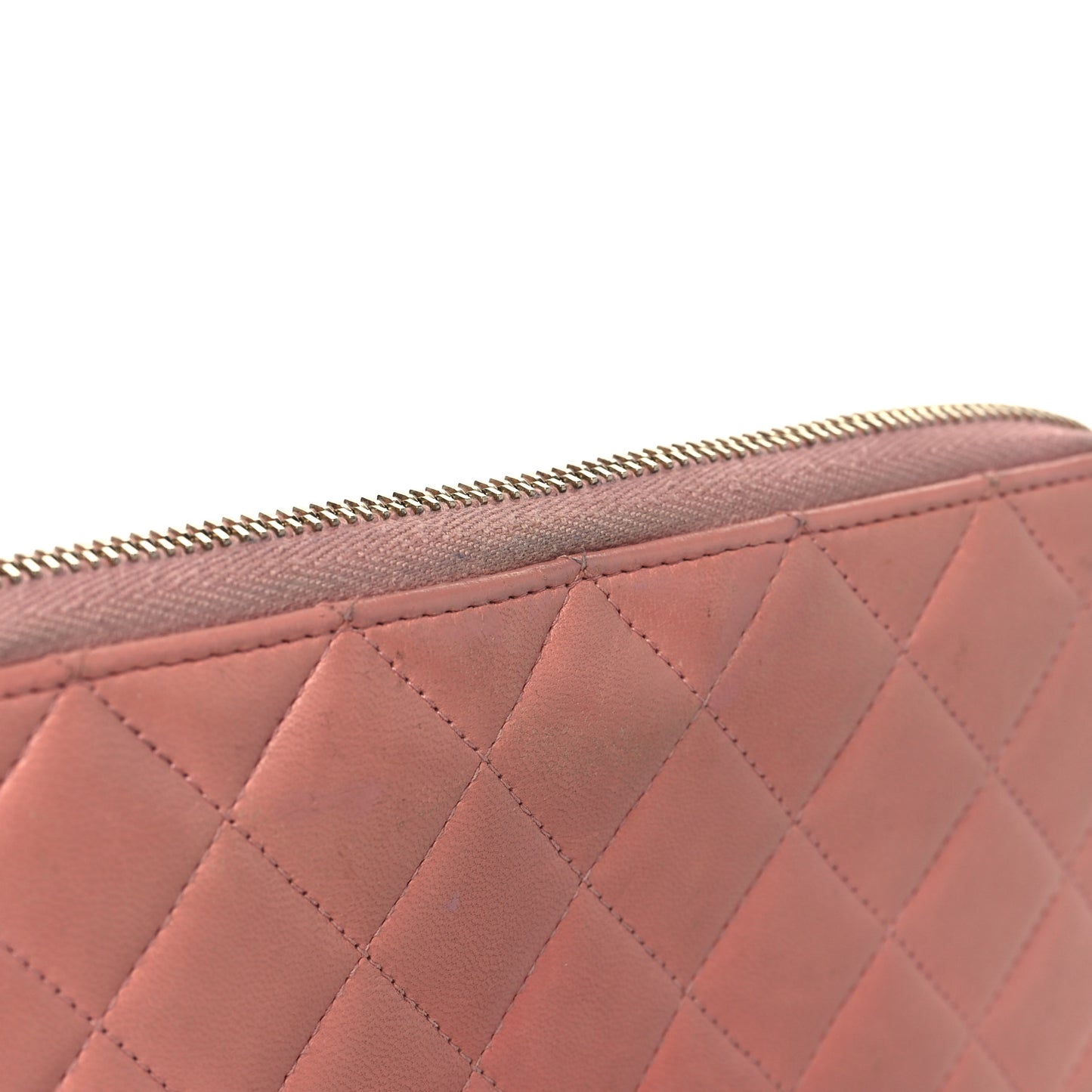 Lambskin Quilted Large Gusset Zip Around Wallet Light Pink