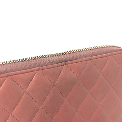 Chanel Lambskin Quilted Large Gusset Zip Around Wallet Light Pink 9 of 10