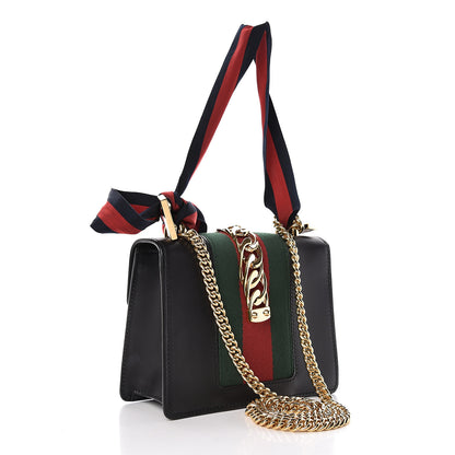 Gucci Calfskin Mini Sylvie Chain Shoulder Bag Black 3 of 11