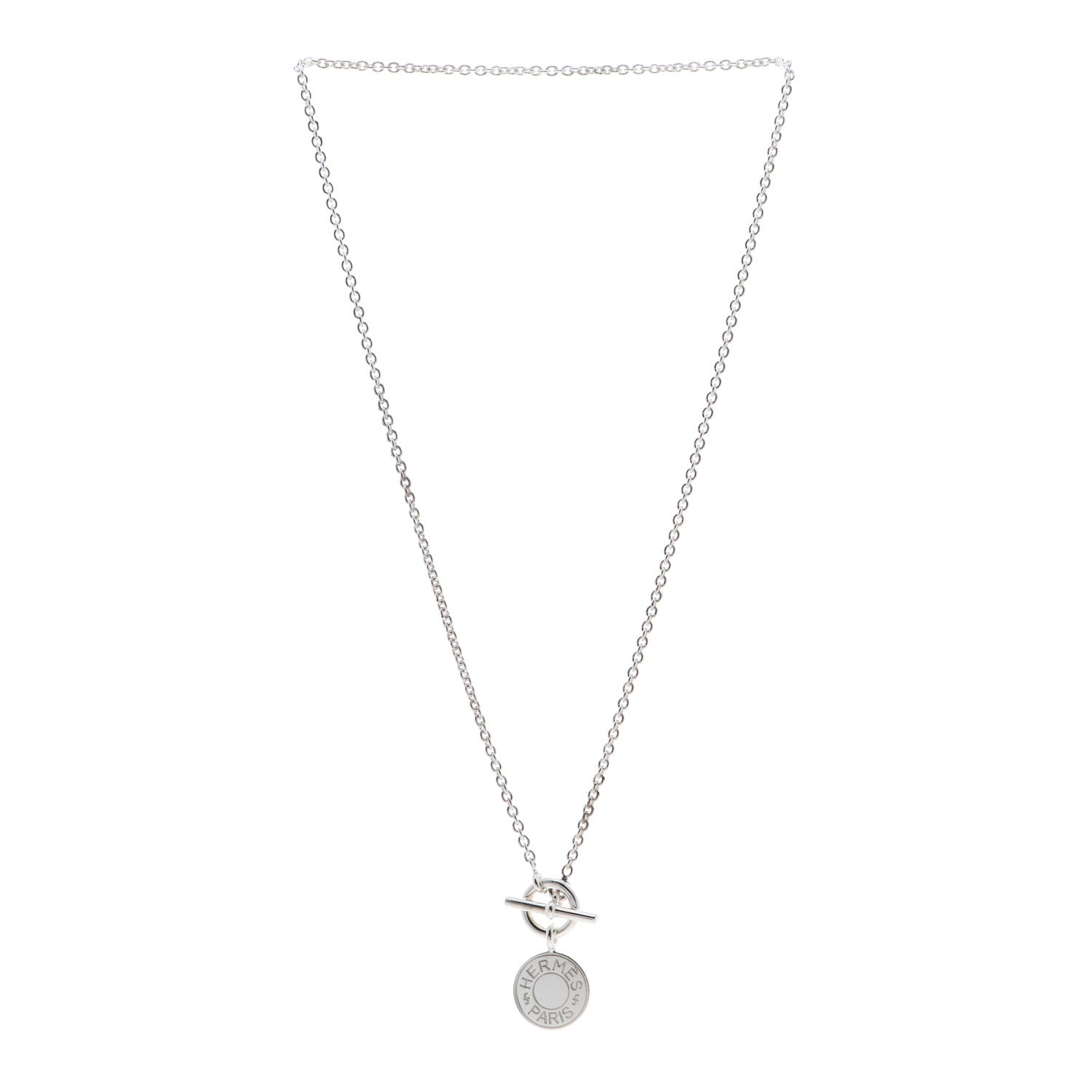 Hermes Sterling Silver Amulettes H Confettis Pendant Necklace 3 of 4