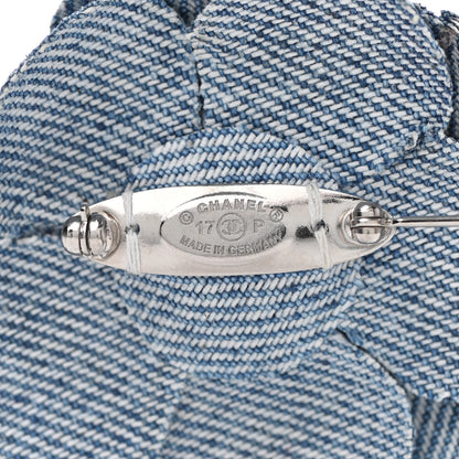 Chanel Denim Camellia Pin Brooch Blue 4 of 4