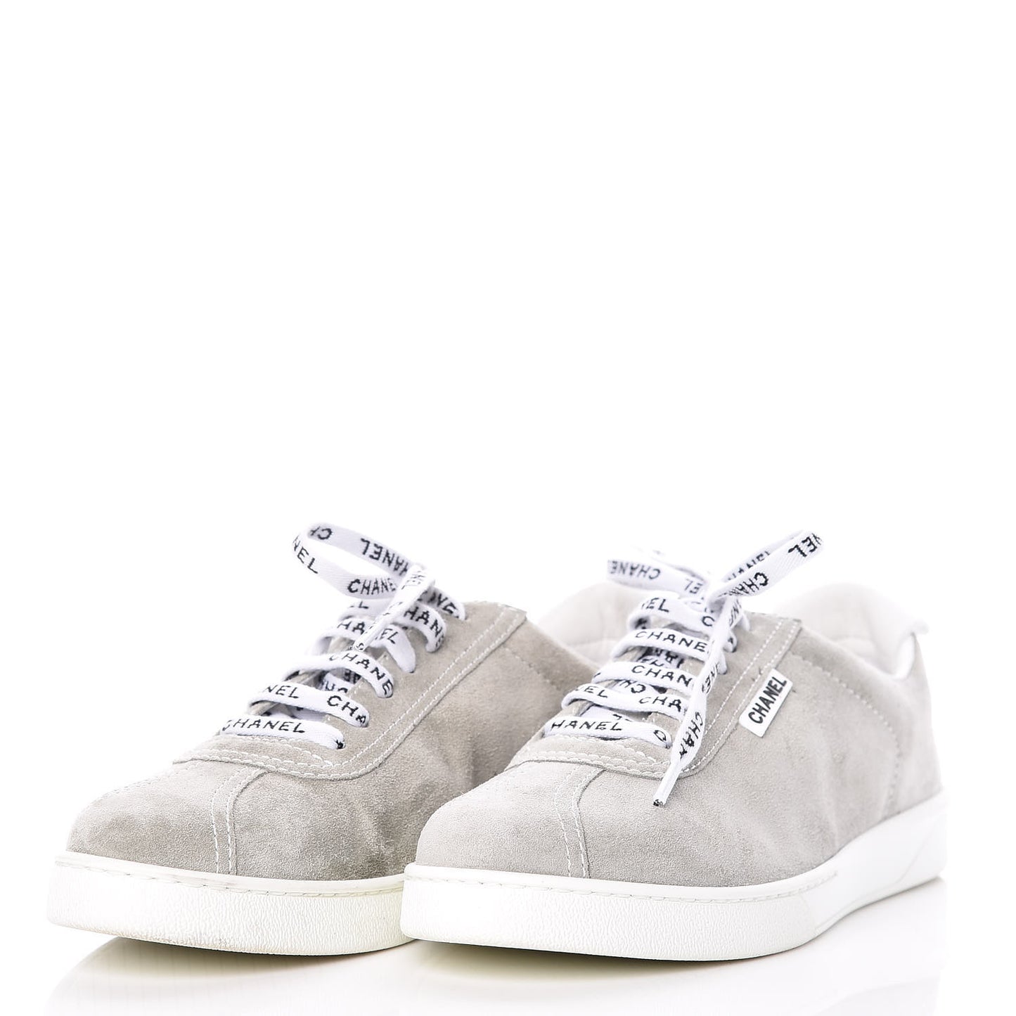Suede Calfskin Womens Sneakers 39.5 Grey