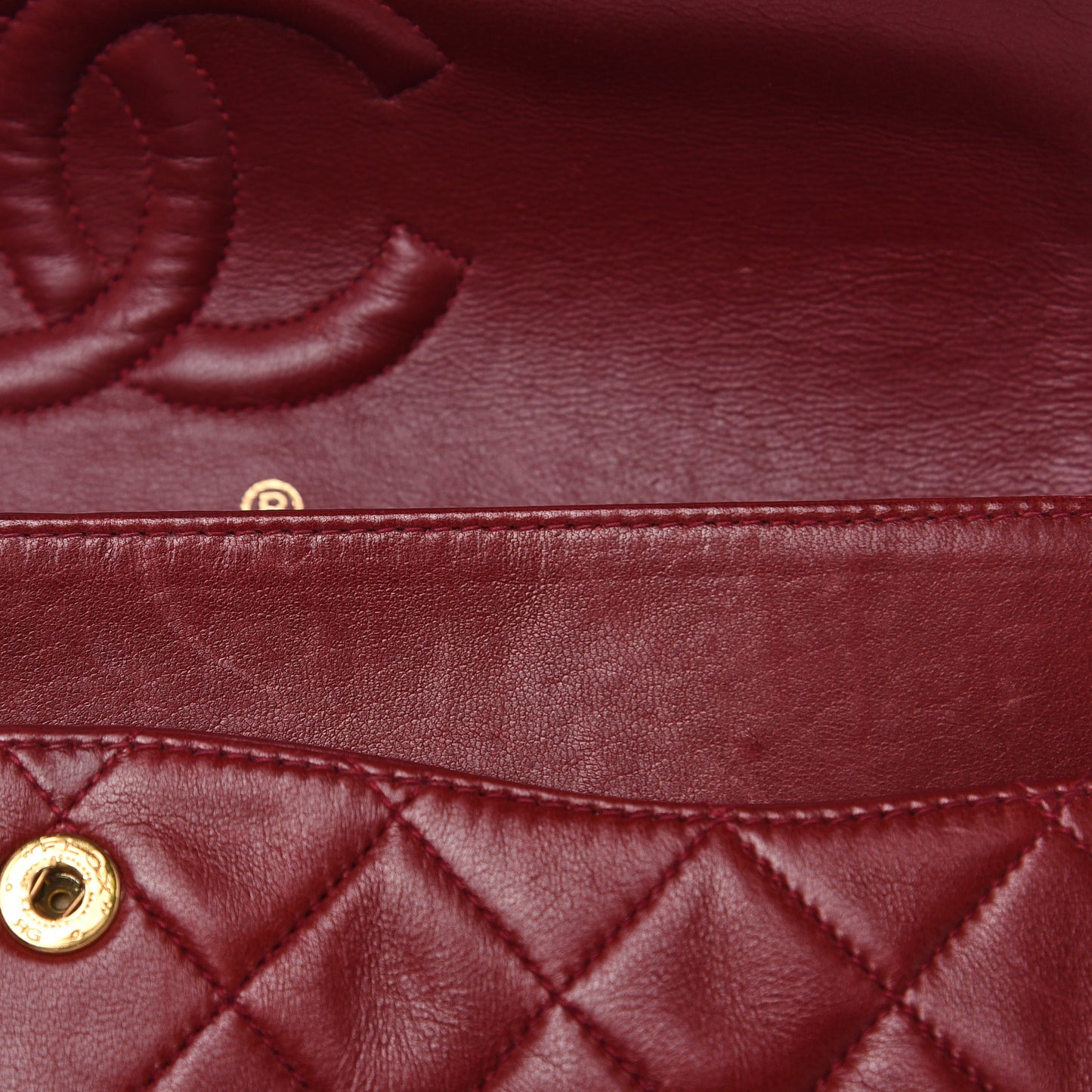Lambskin Quilted Medium Double Flap Red