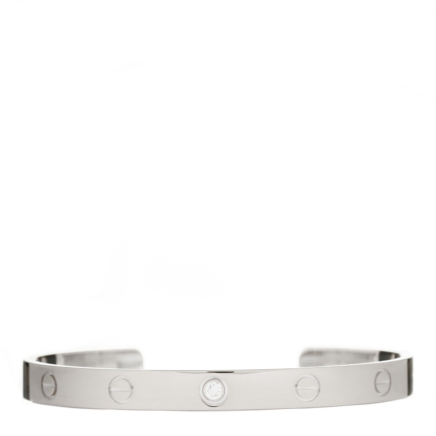 Cartier 18K White Gold 1 Diamond LOVE Cuff Bracelet 18 1 of 4