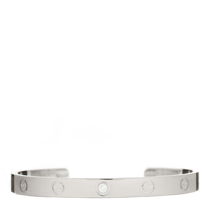 Cartier 18K White Gold 1 Diamond LOVE Cuff Bracelet 18 1 of 4