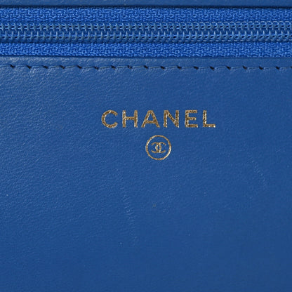 Chanel Lambskin Quilted Wallet On Chain WOC Blue 5 of 11