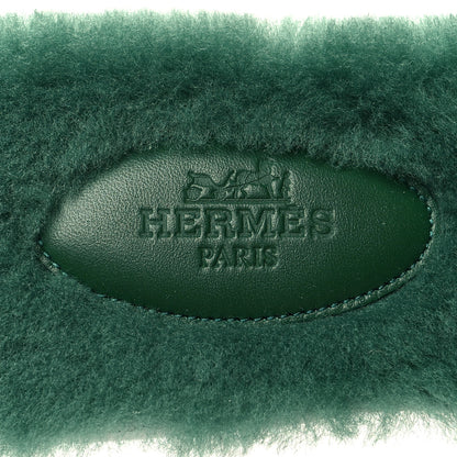 Hermes Woolskin Oran Sandals 37 Vert Anglais 7 of 8