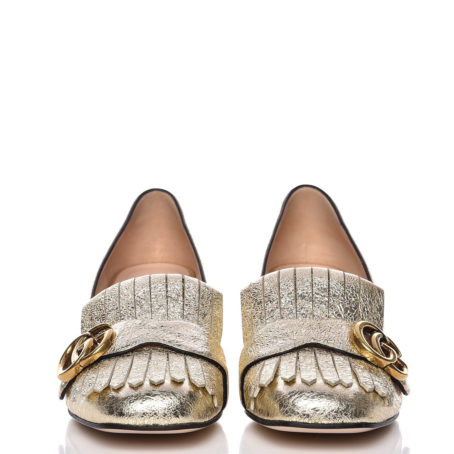Gucci Galassia GG Marmont Fringe 50mm Loafer Pumps 37 Platino 4 of 11