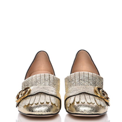 Gucci Galassia GG Marmont Fringe 50mm Loafer Pumps 37 Platino 4 of 11