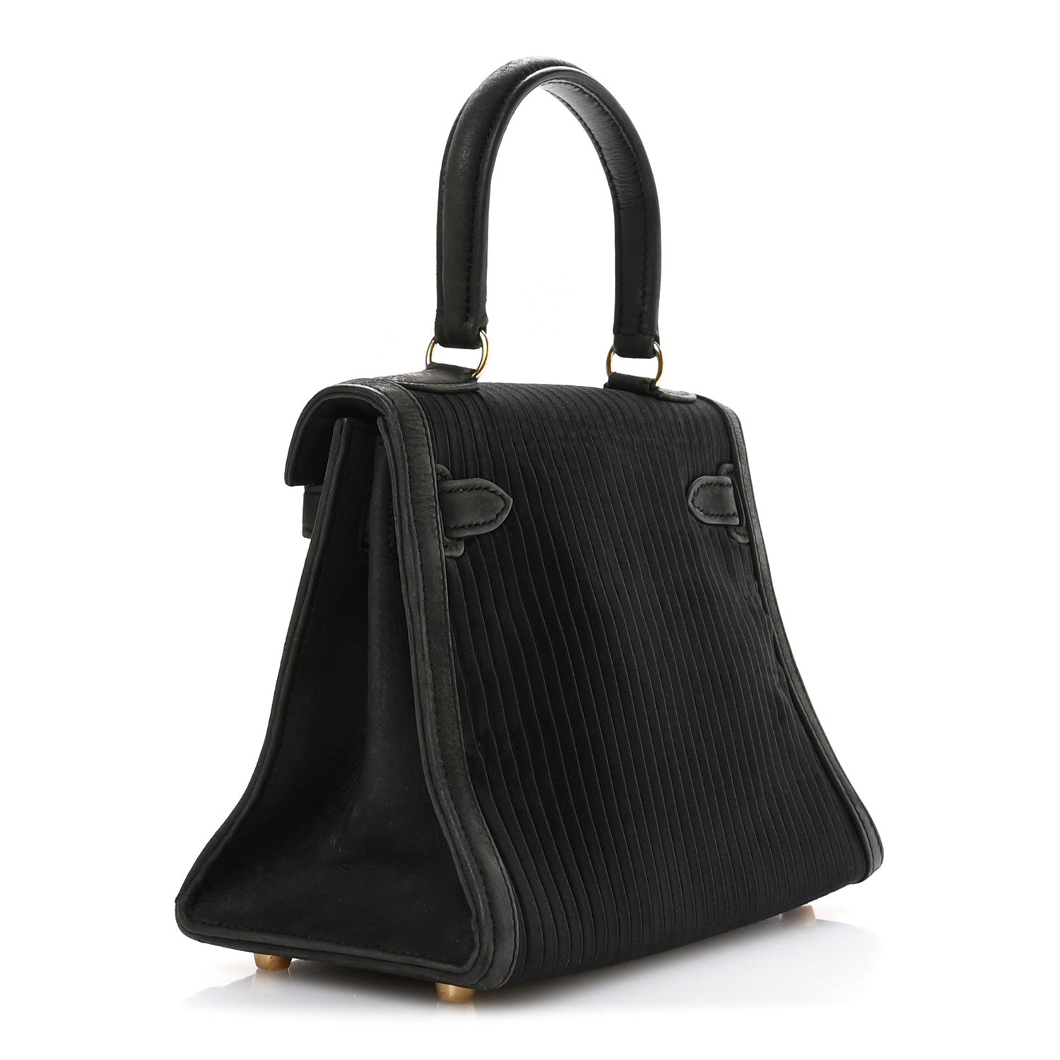 Hermes Silk Veau Doblis Pleated Mini Kelly Sellier 20 Black 3 of 10