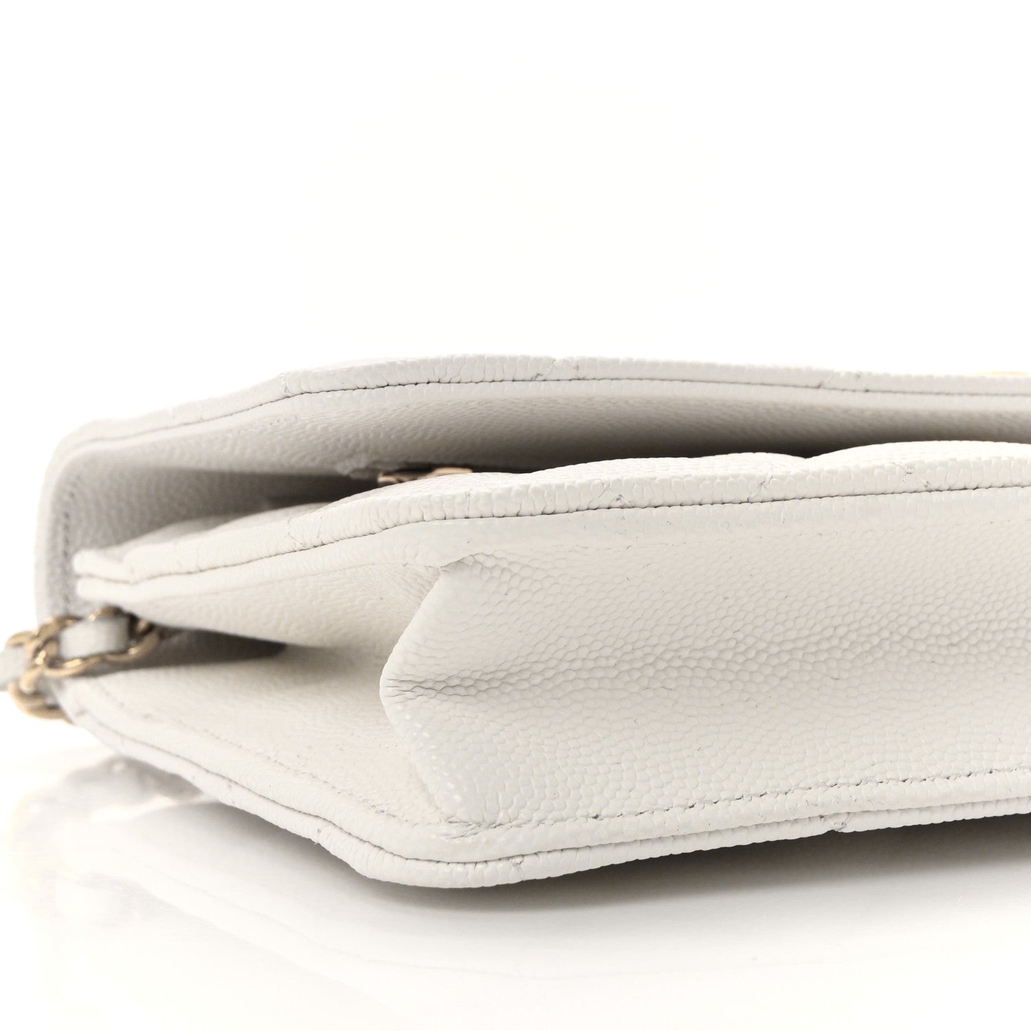 Chanel Caviar Quilted Enamel Coco Casino Wallet On Chain WOC White