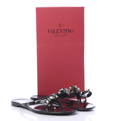 Valentino Garavani PVC Jelly Rockstud Bow Thong Sandals 41 Black 8 of 8