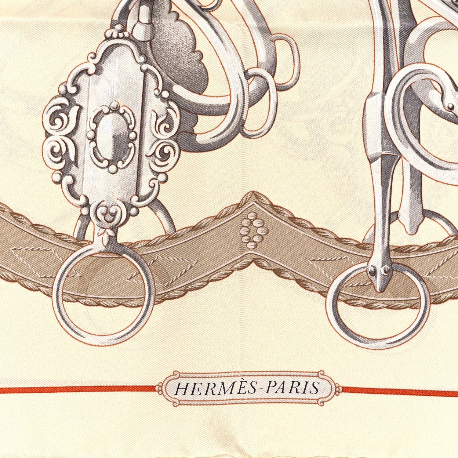 Hermes Silk Lift Profile Scarf 90 Creme Beige Gris 2 of 3