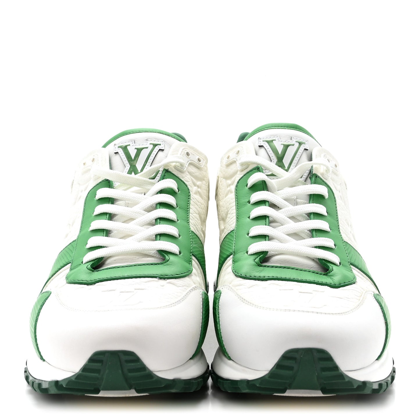 Calfskin Empreinte Mens Run Away Sneakers 8 White Green