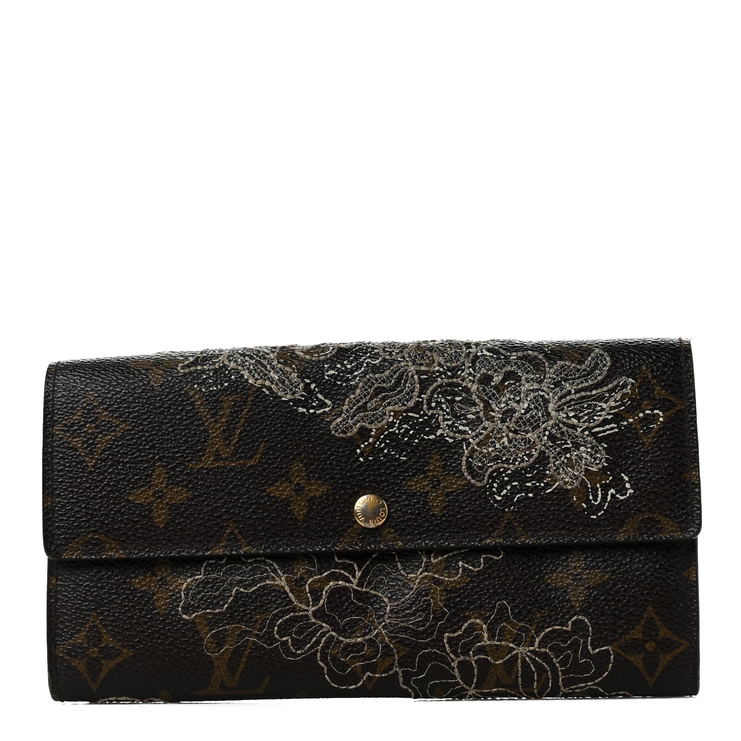 Louis Vuitton Monogram Dentelle Sarah Wallet Silver 1 of 10