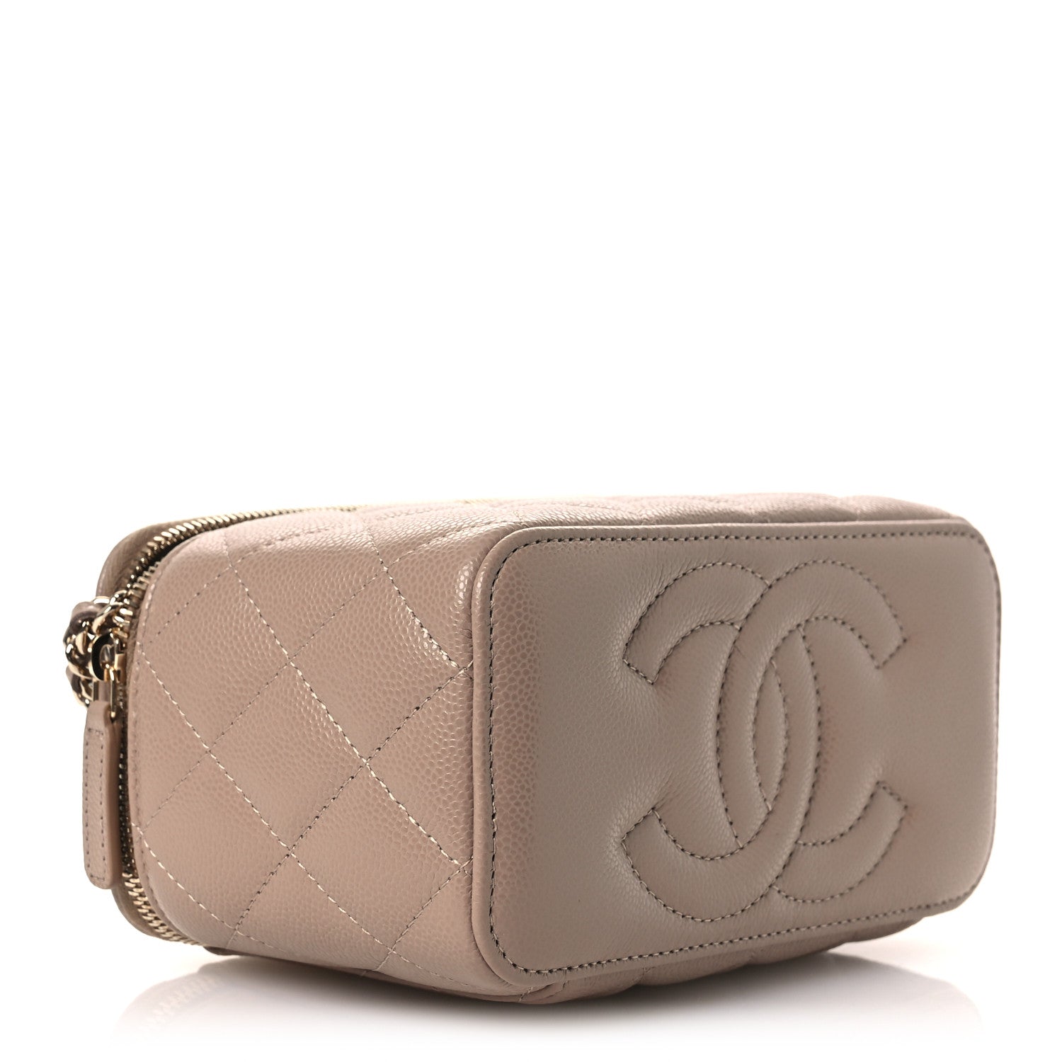 Chanel Caviar Quilted Small Vanity Case With Chain Dark Beige 4 of 11