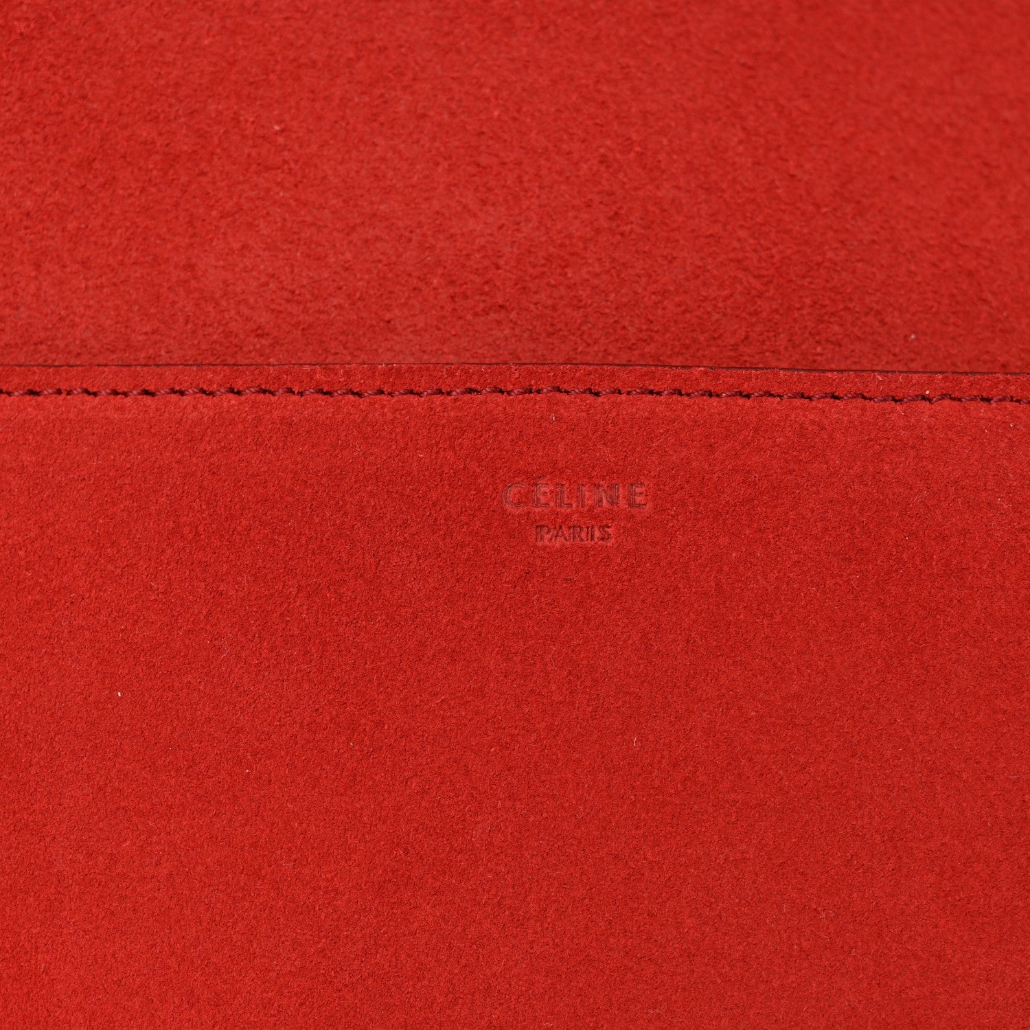 Celine Suede Calfskin Sangle Bucket Bag Red 6 of 11