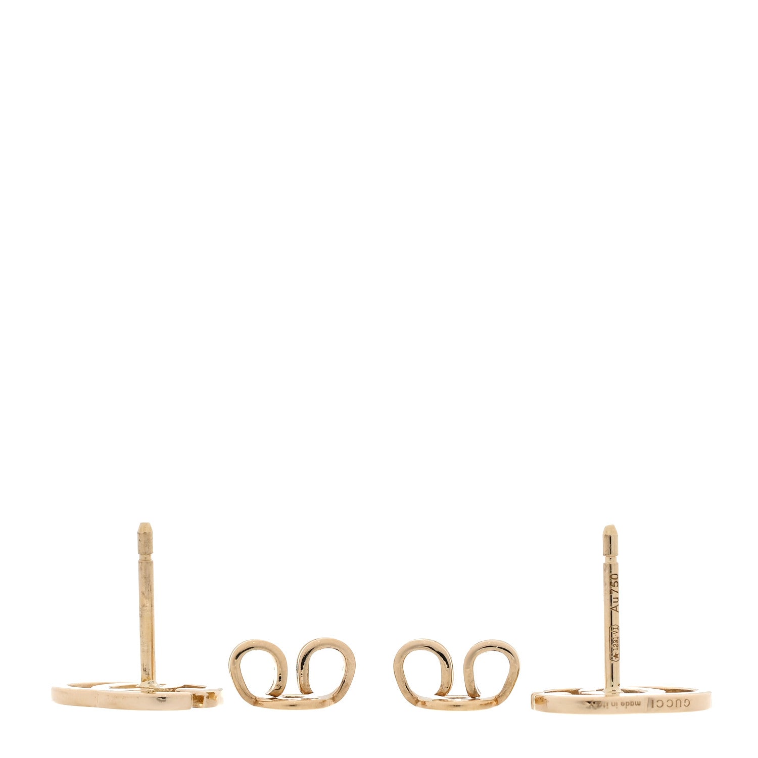 Gucci 18K Yellow Gold Running G Stud Earrings 3 of 5