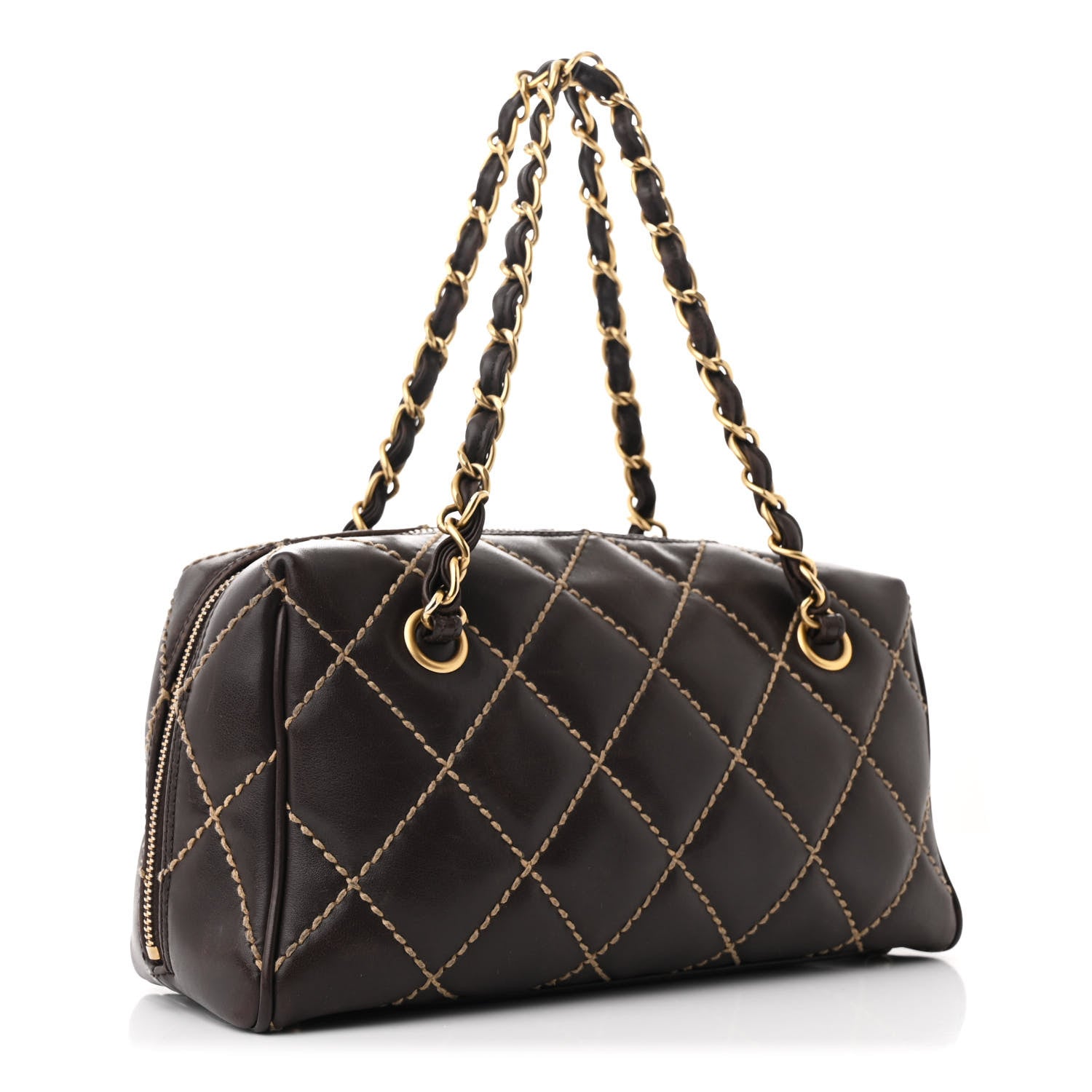 Chanel Calfskin Wild Stitch Chain Bag Brown 2 of 11
