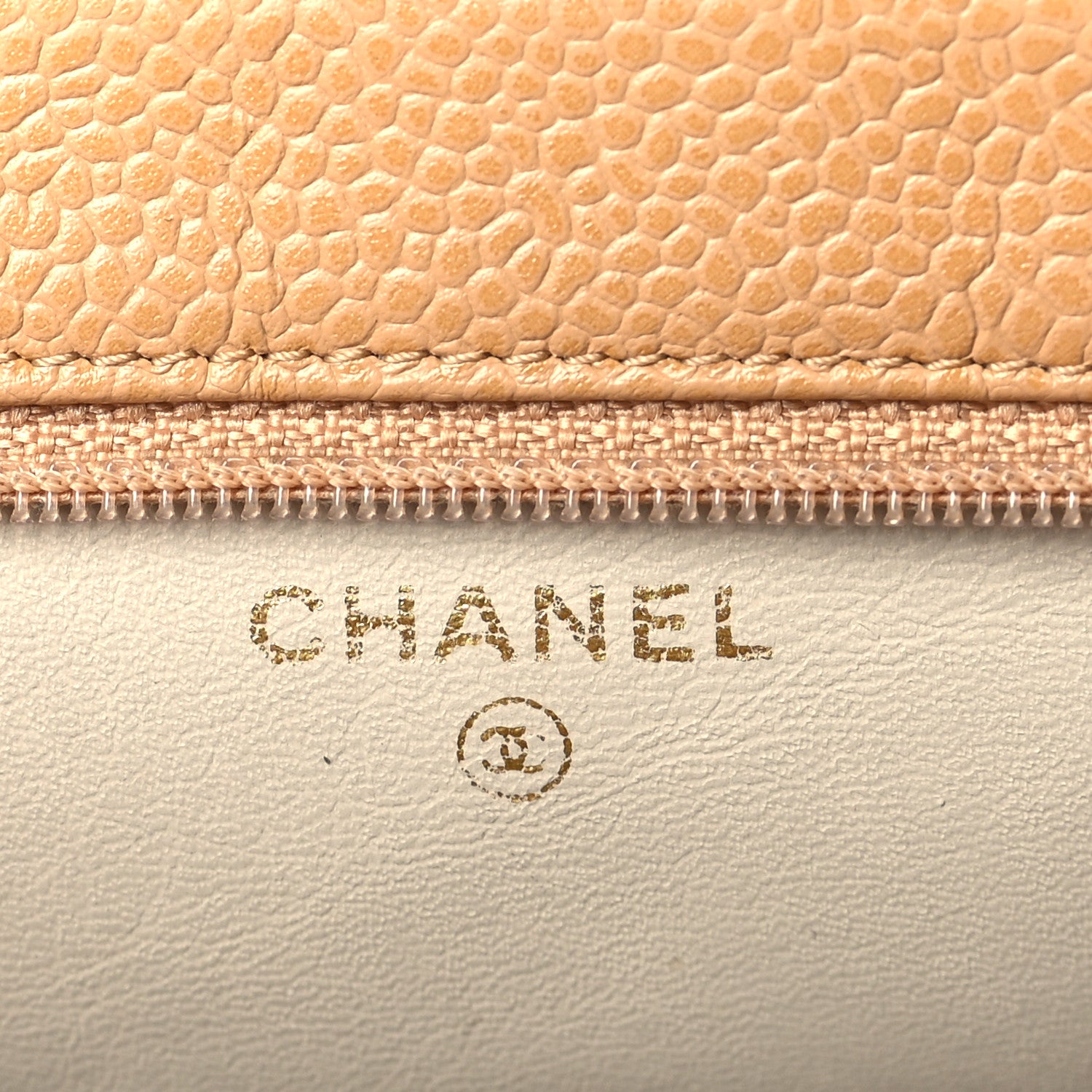 Chanel Caviar Timeless CC Cosmetic Pouch Beige 6 of 10