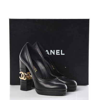 Chanel Calfskin Escarpins CC Pumps 36.5 Black 13 of 13