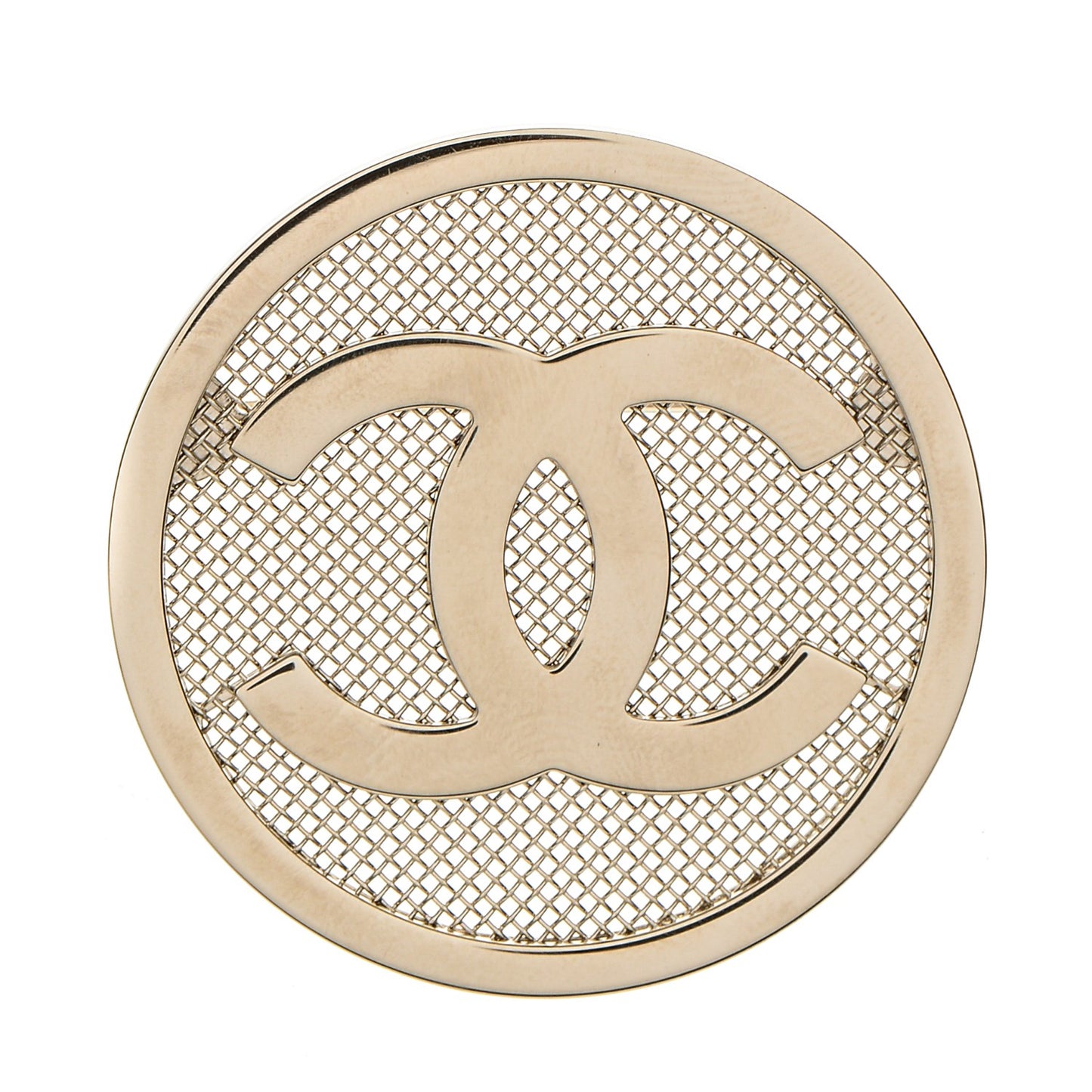 Mesh Circle CC Brooch Gold