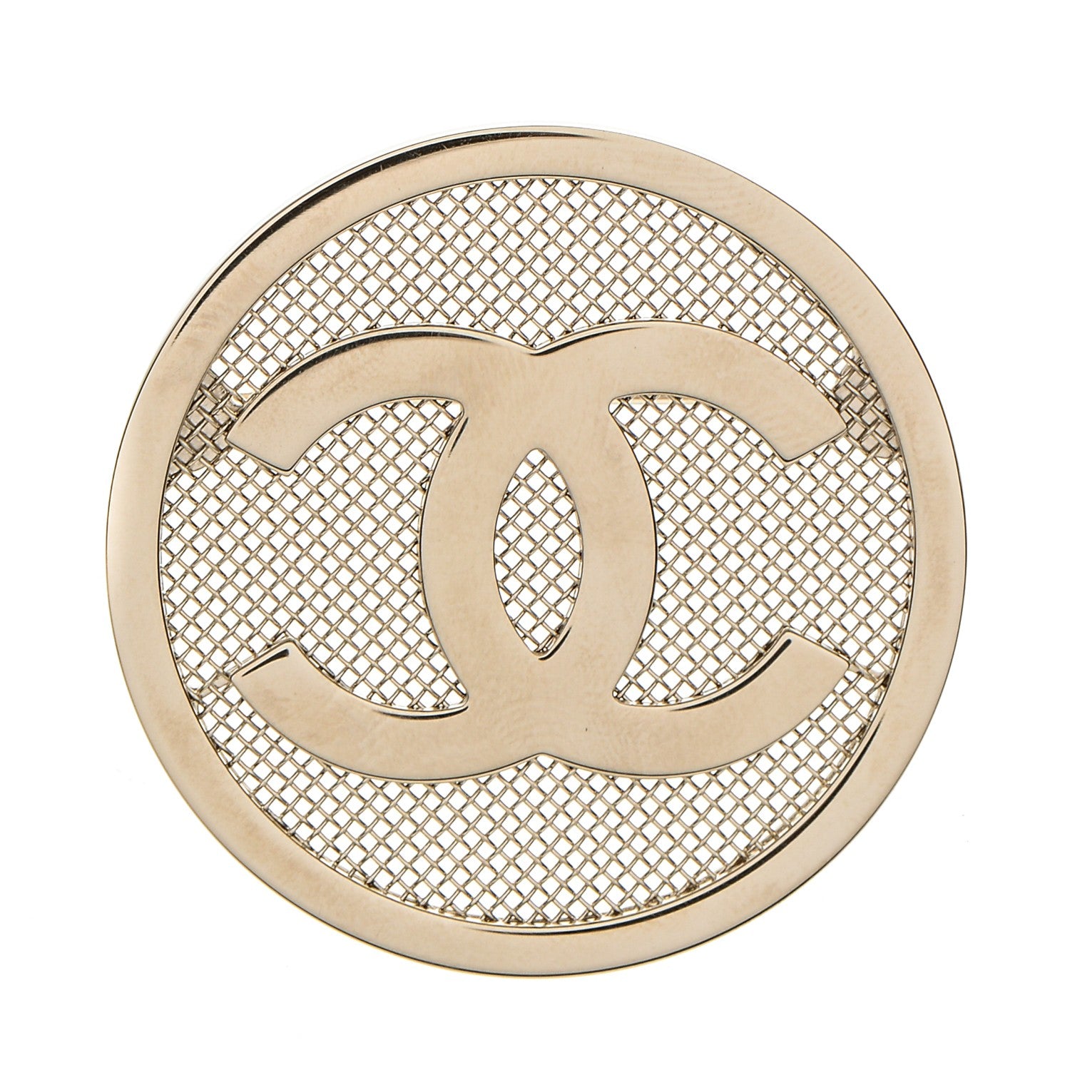 Chanel Mesh Circle CC Brooch Gold 1 of 4