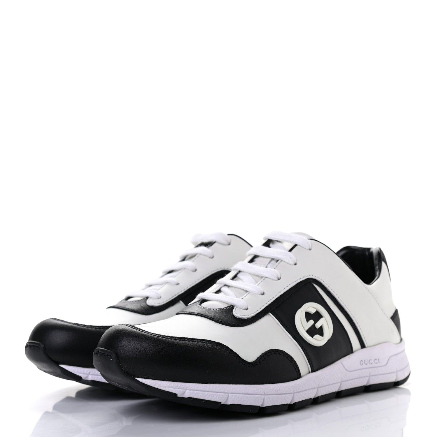 Gucci Calfskin Womens Interlocking G Sneakers 36.5 Black White 3 of 7