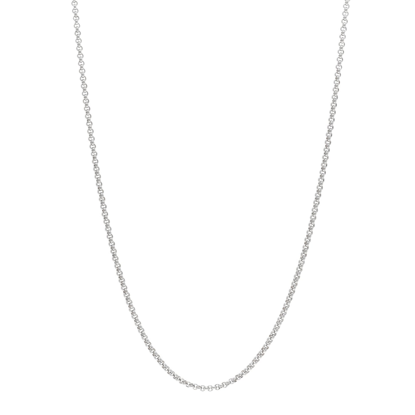 18K White Gold 2mm Chain Necklace 16"