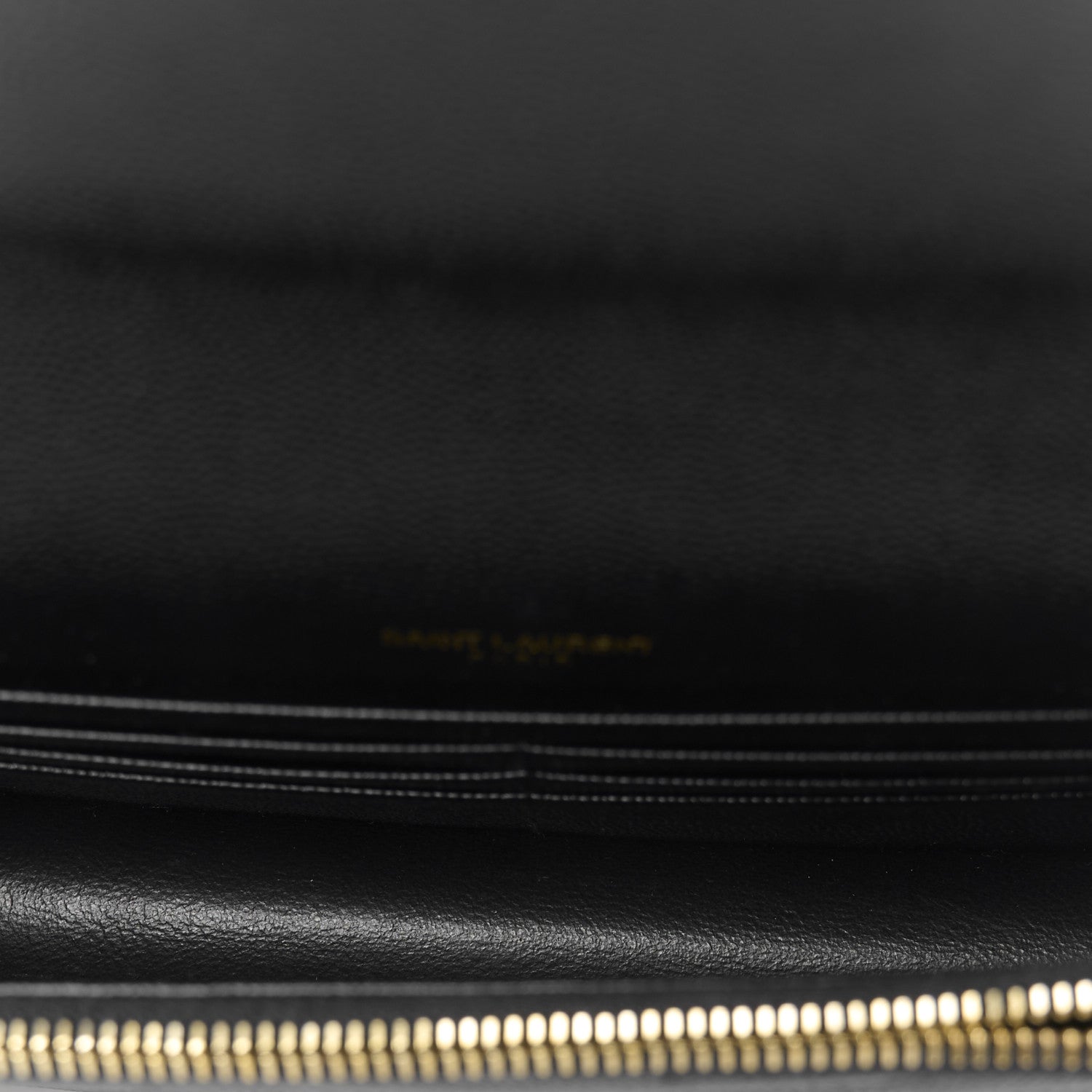 Saint Laurent Grain De Poudre Matelasse Chevron Monogram Envelope Chain Wallet Black 5 of 10