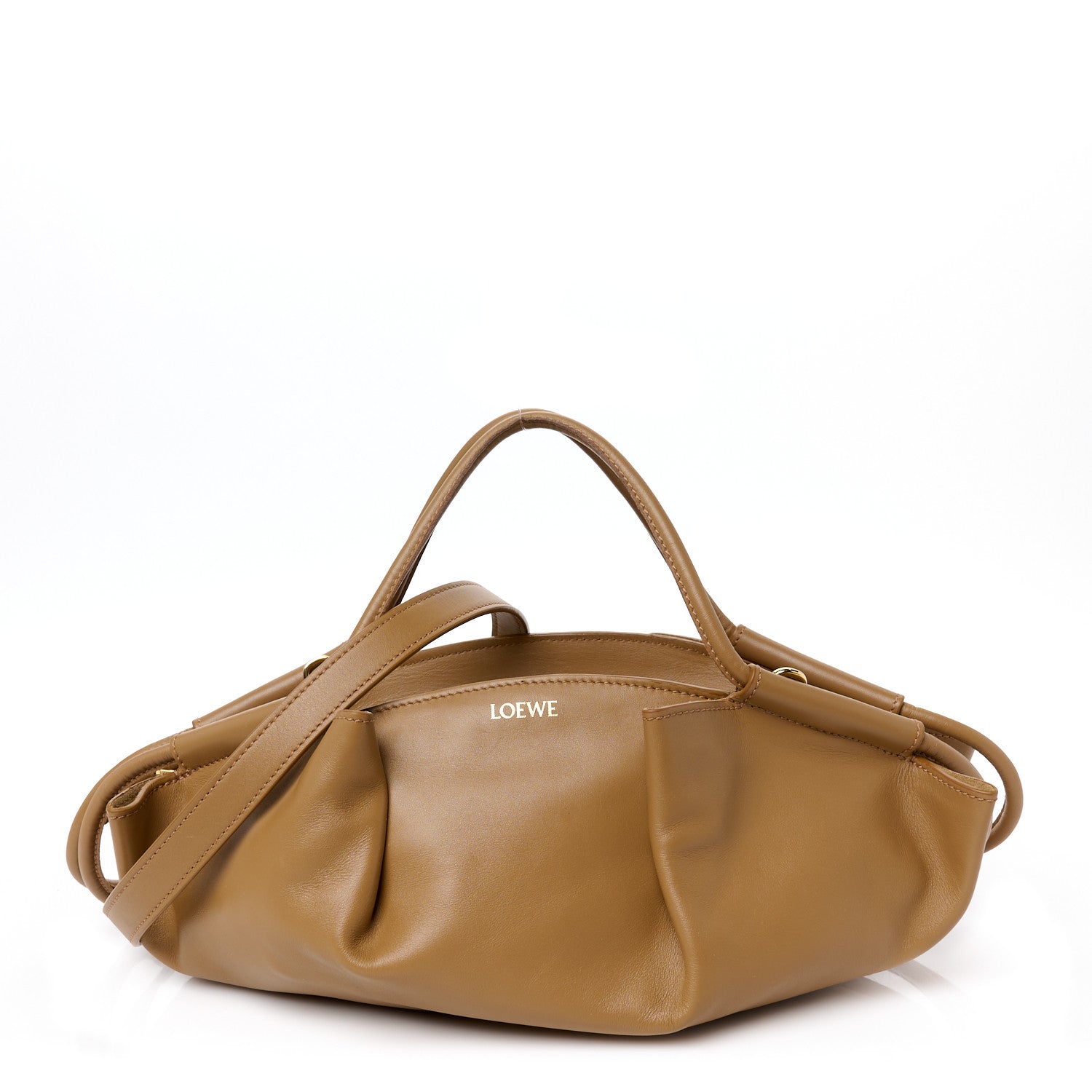 Loewe Shiny Nappa Calfskin Small Paseo Bag Oak 1 of 9