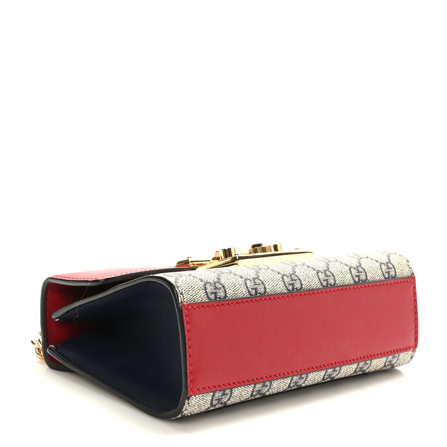 Gucci GG Supreme Monogram Moon Calfskin Small Padlock Shoulder Bag Beige Blue Hibiscus Red Mystic White 4 of 9