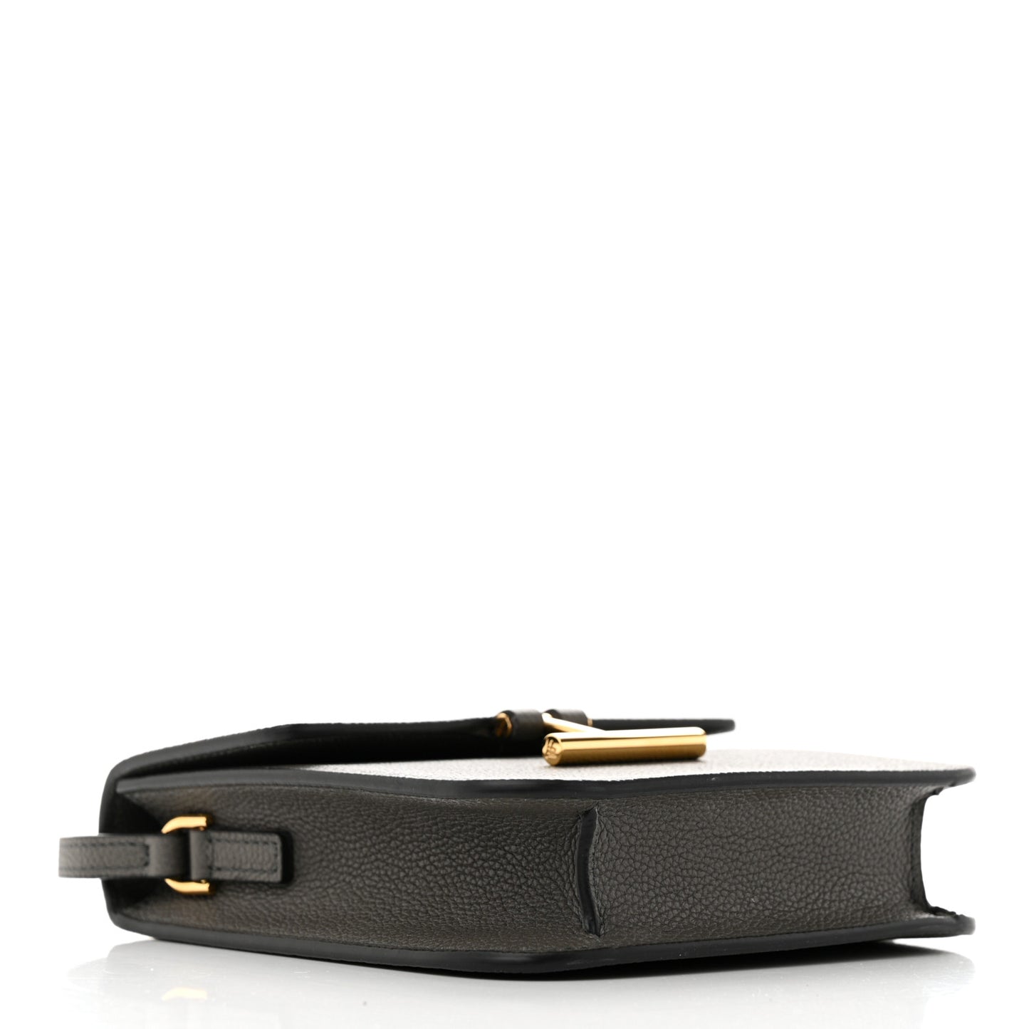 Grained Calfskin Mini T Clasp Tara Bag On Strap Graphite