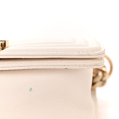 Chanel Caviar Chevron Quilted Small Boy Flap White 15 of 15