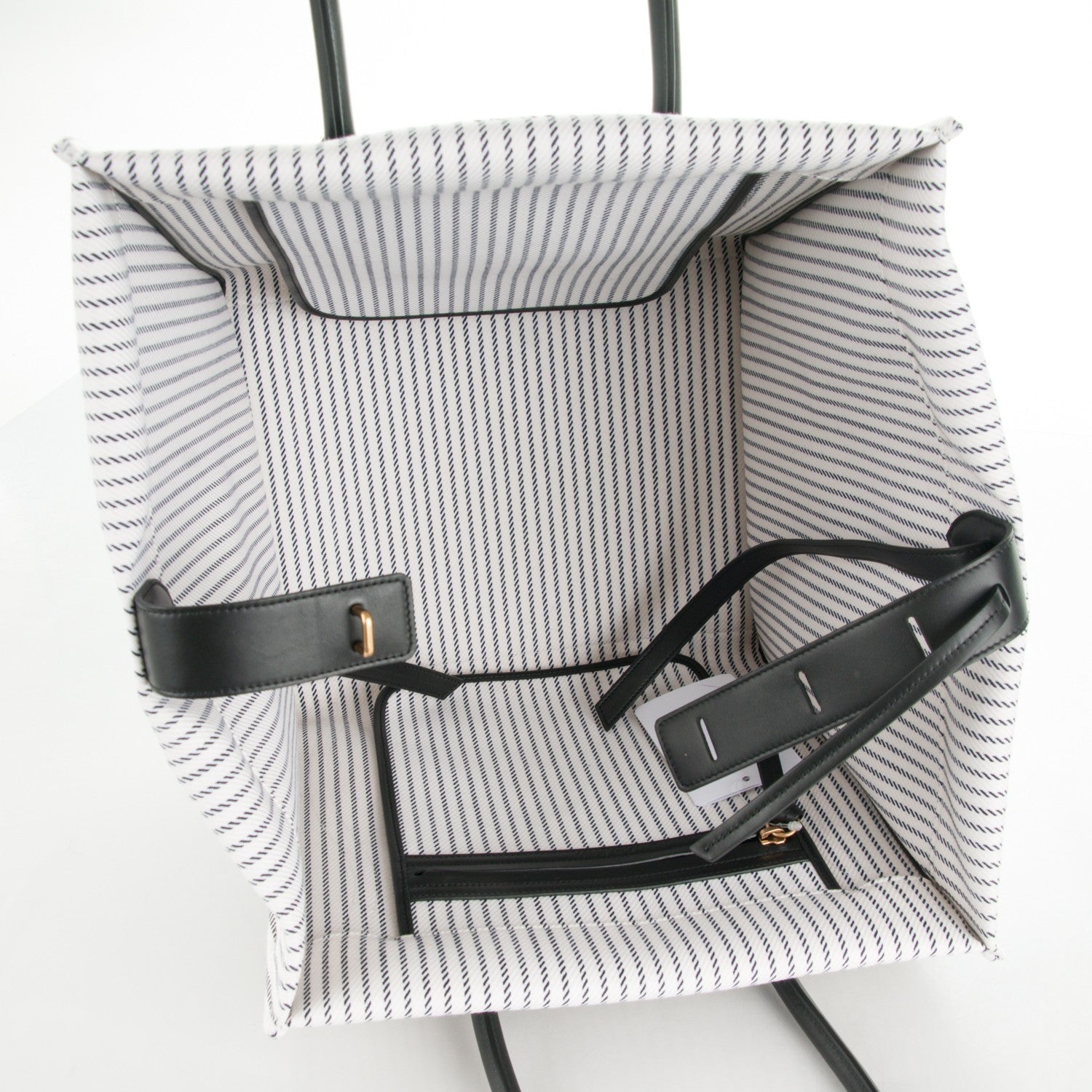 Celine Cotton Canvas Striped Medium Phantom Luggage White Navy 5 of 10