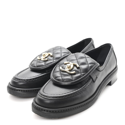 Chanel Lambskin Quilted CC Turnlock Loafers 36 Black 4 of 10