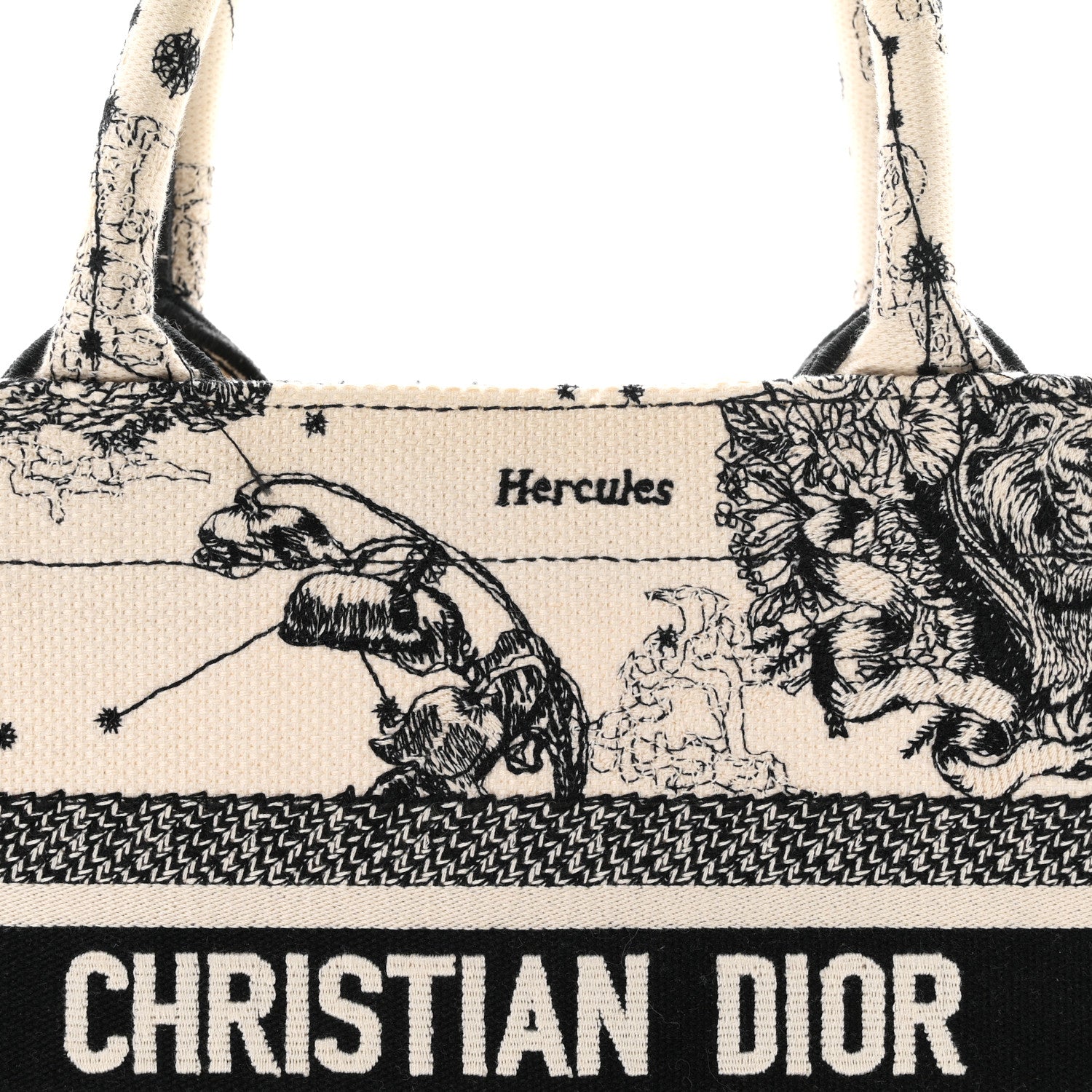 Christian Dior Canvas Embroidered Small Zodiac Toile De Jouy Book Tote Latte 8 of 11